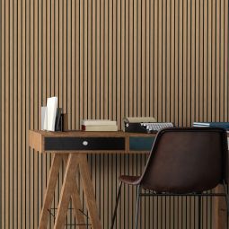 Revestimiento de pared palilleria MDF decorativo roble y negro 267x11.8cm