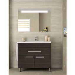 Mueble de baño bahia con lavabo y espejo 100x45cm roble sinatra