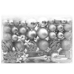 vidaXL juego de bolas de navidad 111 pzas poliestireno plateado