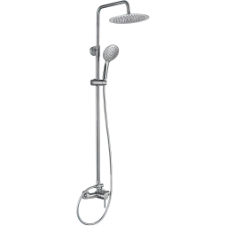 Valaz barra de ducha redonda ajustable 120cm acero cepillado - 25cm