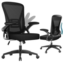 Silla de oficina con reposabrazos ajustables, negro
