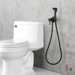 Kibath grifo wc higiene íntima 2 aguas negro mate fabricado en latón