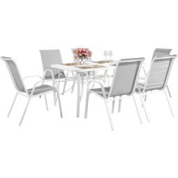 Conjunto de jardín mesa + 6 sillas de textileno "córdoba"  - gris