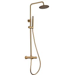 Valaz barra ducha termostática redonda 120cm dorado cepillado - 25cm