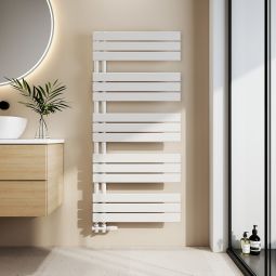 Emke toallero agua caliente 132x60cm, diseño plano, blanco brillo, 798w