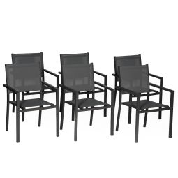 Juego de 6 sillas de aluminio antracita textileno gris
