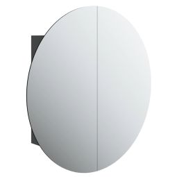 vidaXL armario de baño con espejo redondo y LED negro 54x54x17,5 cm