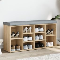 Banco zapatero madera de ingeniería roble sonoma 102x32x50 cm esxt6706