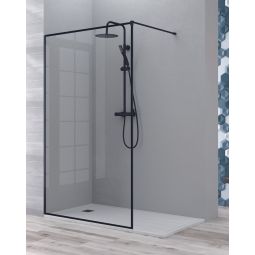 Mampara ducha fijo walk in | transparente 110cm reborde negro