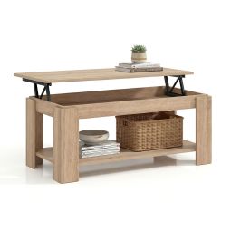 Mesa de centro elevable con almacenaje 102x43-54 cm lya roble canadian