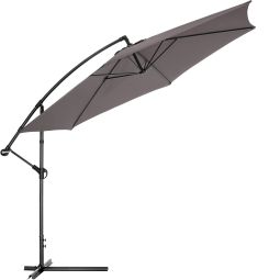 Tectake sombrilla metal, protección uva, poliéster, funda, 350cm, gris