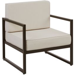 Sillón de jardín, 1 plaza, tapizado grueso, 74x78x85 cm, marrón/beige
