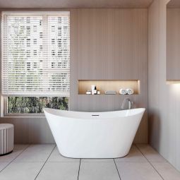 Aica bañera acrílica exenta,1500x720x650mm,estilo ovalado,blanco
