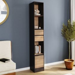Estantería biblioteca carla - negro y madera - 190 cm