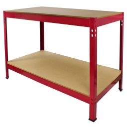 Mesa de trabajo q-rax de acero sin tornillos roja 120cm x 60cm x 90cm