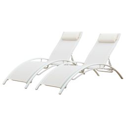Pack de 2 tumbonas galapagos en textileno blanco aluminio blanco