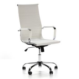Sillón de oficina londres blanco, piel sintética, altura ajustable