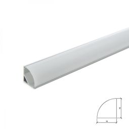 Perfíl aluminio para tira LED instalación esquinas - difusor opal x 2m