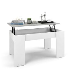 Mesa de centro elevable con almacenaje 90x43-53 cm norak blanco - gris