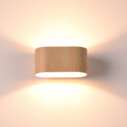 Aplique de pared interior de metal efecto madera G9 Luz Arriba y abajo