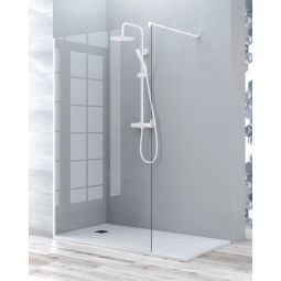 Mampara ducha fijo walk in | panel ducha transparente 120cm blanco mate