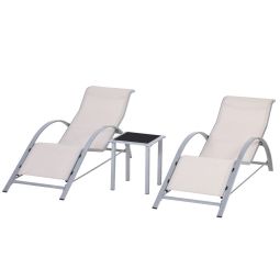Set 2 tumbonas jardín 59x169x66 cm metal, textilene color beige Outsunny