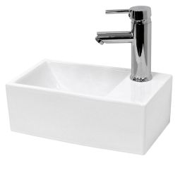 Lavabo cerámico cuadrado 350 x 205 x 125 mm blanco
