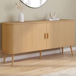 Aparador natural con puertas correderas de lamas 160 cm