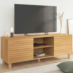 Mueble de tv de listones de roble con 2 puertas julie 140 cm
