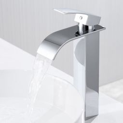 Grifo de lavabo - cromado - mezclador - acero inox - diseño cascada - monta