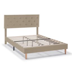 Estructura de cama tapizada rosi de 30 cm, 140x190 cm, beige