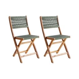 Conjunto de 2 sillas de jardín prossedi plegable madera de acacia verde