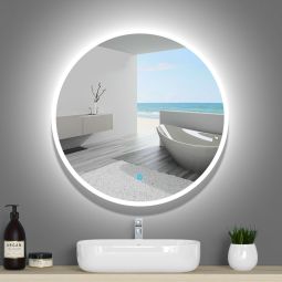 Espejo redondo de baño LED 60cm＋antivaho＋interruptor táctil