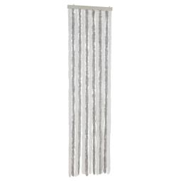vidaXL cortina antimoscas chenilla gris claro y blanco 56x200 cm