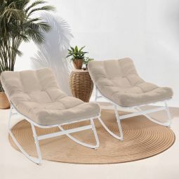 Mecedoras de jardín - lote de 2 - blanco beige