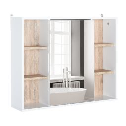 Armario espejo 60x14,5x49,4 cm mdf, tablero de partículas bicolor Homcom