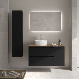 Mueble baño bequia 90cm + coqueta reversible + encimera + lavabo | negro