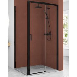 Mampara ducha rectangular frontal | frente  120 lateral 70cm negro