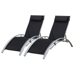 Pack de 2 tumbonas galapagos en textileno negro aluminio gris