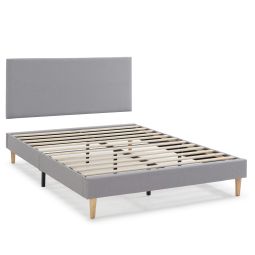 Base tapizada + cabecero aura 140x190 cm  gris claro