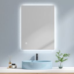 Emke espejo LED baño 80x60cm, táctil, 6500k, ahorro energía, ip44