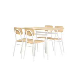 Conjunto de mesa de comedor con 4 sillas, madera y metal. Comedor o