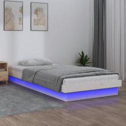 Cama individual LED sin colchón madera maciza blanco es2065