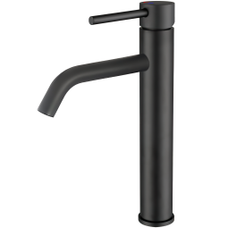 Valaz grifo de lavabo alto pica negro mate apertura agua fría redondo