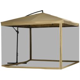 Sombrilla de jardín 296x296x265 cm poliéster, malla, acero color beige