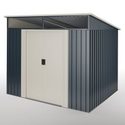 Caseta metálica de jardín 6,6m2 Wasabi – tragaluz - puerta corredera - gris
