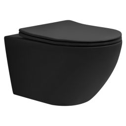 Inodoro suspendido de pared sin descarga cerámica 54 cm negro luxebath