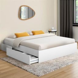 Estructura de cama blanca con 4 cajones - 140 x 190 cm