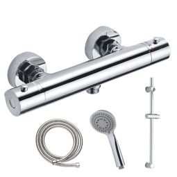 Kibath grifo de ducha con barra de ducha termostático orte cromo brillo
