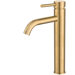 Valaz grifo de lavabo alto para pica monomando redondo dorado cepillado